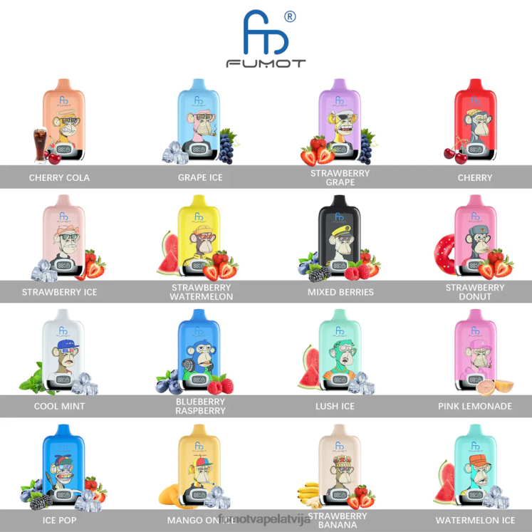 Fumot Digital Box 12000 20 ml vienreizējās lietošanas vape pod - (1 gab.) - Fumot Vape Flavors HZ2X2138 jauktas ogas