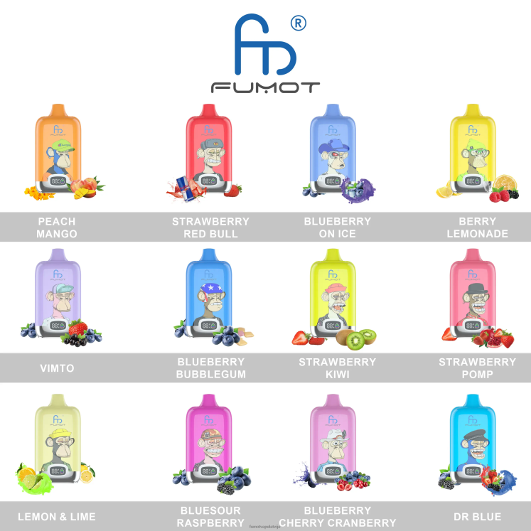 Fumot Digital Box 12000 20 ml vienreizējās lietošanas vape pod - (1 gab.) - Fumot Vape Flavors HZ2X2138 jauktas ogas