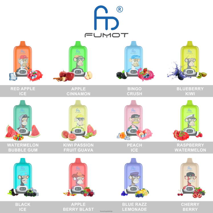 Fumot Digital Box 12000 20 ml vienreizējās lietošanas vape pod - (1 gab.) - Fumot Vape Flavors HZ2X2138 jauktas ogas