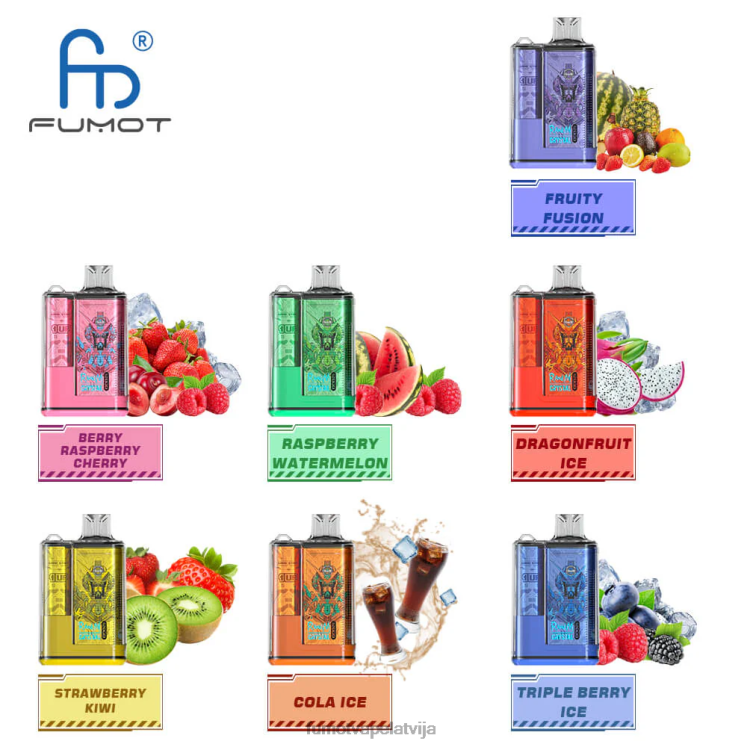 Fumot Crystal 12000 vienreizējās lietošanas tvaiku kaste - 20 ml (1 gab.) - Fumot Vape Price HZ2X2257 zils razz ledus