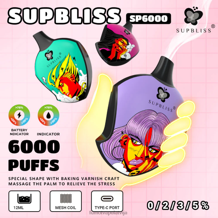 Fumot Supbliss sp6000 vienreizējās lietošanas vape pod - 12ml (1 gab.) - Fumot Vape Latvija HZ2X2451 banānu kūka