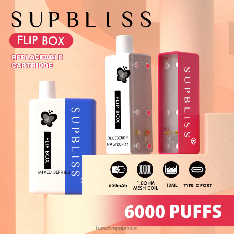 Fumot Supbliss Flip box 6000 maināms vape komplekts - 10ml (1 gab.) - Fumot Price HZ2X2333 ķiršu vīnogas