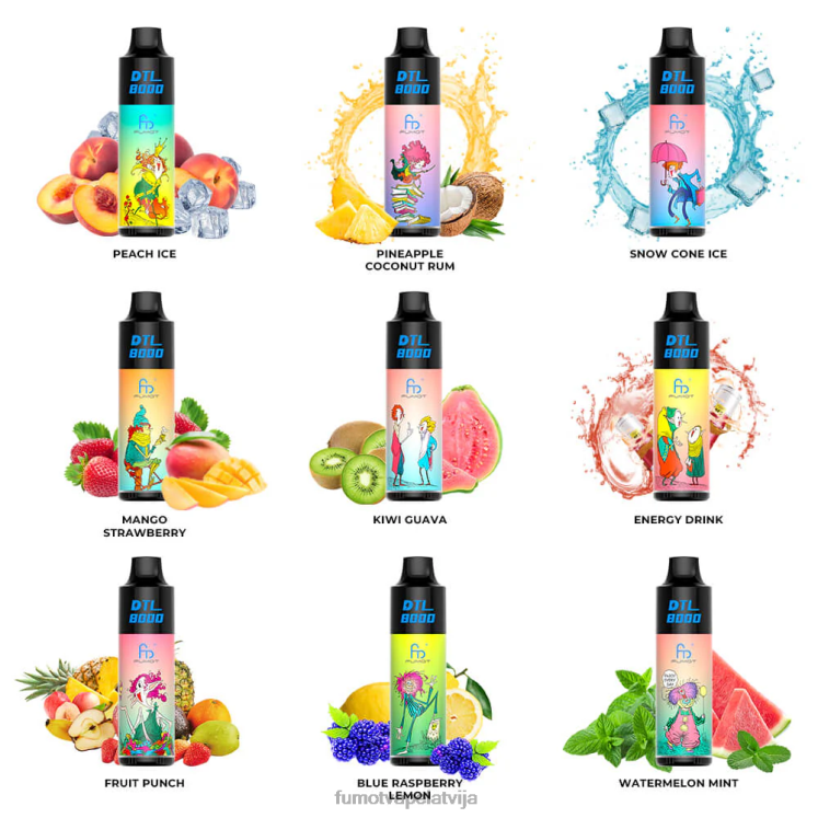 Fumot DTL 8000 vienreizējās lietošanas vape pildspalva - 16 ml (1 gab.) - Fumot Technology HZ2X2419 kivi gvajava