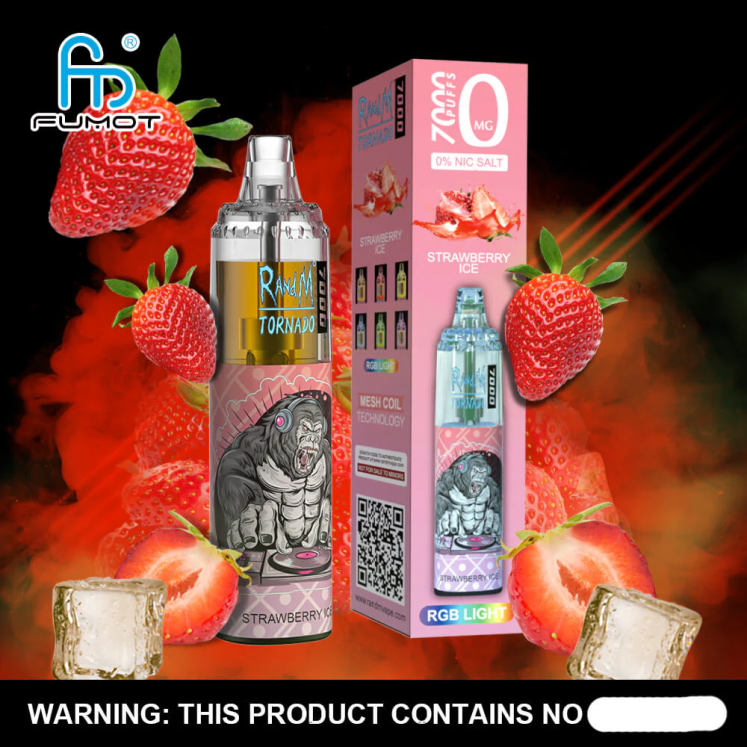 Fumot Tornado 0% 7000 vienreizējās lietošanas vape pildspalva - 14 ml (1 gab.) - Fumot Vape Flavors HZ2X2498 banānu ledus