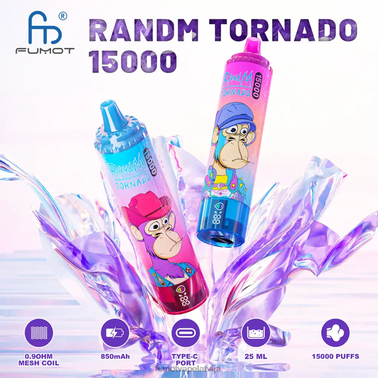 Fumot Tornado 15 000 vienreizējās lietošanas vape - 25 ml (1 gab.) - Fumot Cena HZ2X2182 zemeņu banāns