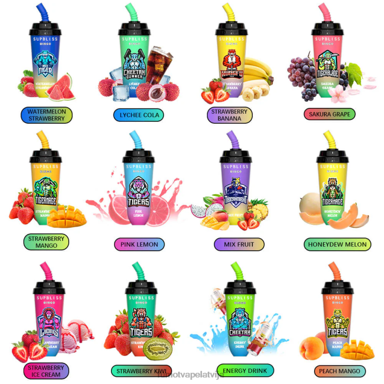 Fumot Supbliss Bingo 16 ml 8000 vienreizējās lietošanas vape pod ierīce (1 gab.) - Fumot Technology HZ2X2409 zemeņu mango