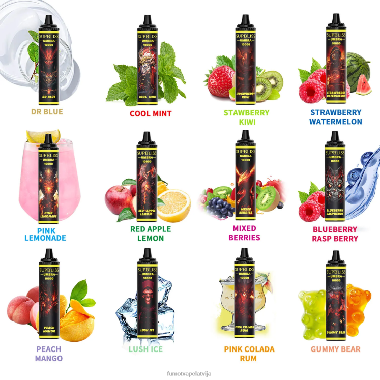 Fumot Supbliss Umbra 10000 (1 gab.) vienreizējās lietošanas vape pildspalva - 20ml - Fumot Technology HZ2X2479 jauktas ogas