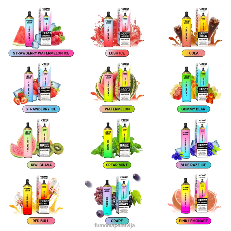 Fumot Vome Big Boom vienreizējās lietošanas vape pildspalva 10000 - 20ml (1 gab.) - Fumot Store HZ2X2440 zemeņu ledus